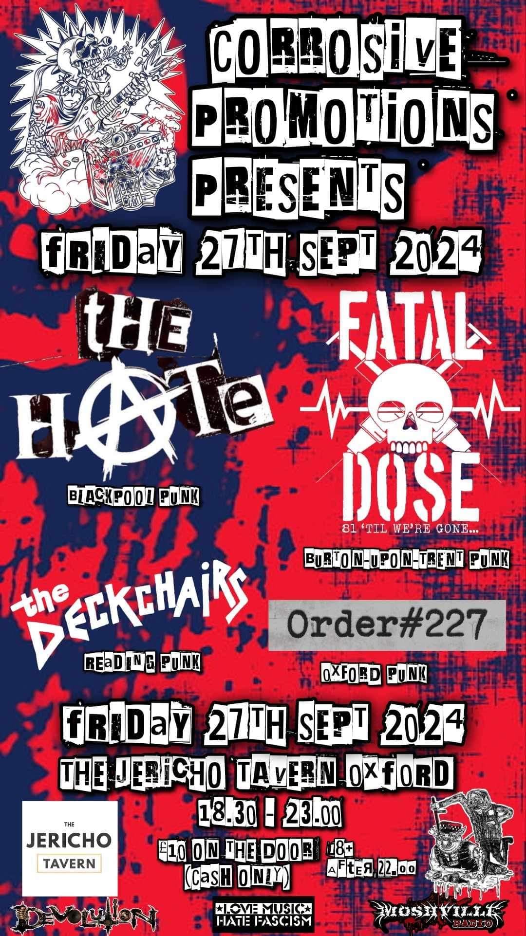 Flyer for Corrosive Promotions gig 27 September 2024 Oxford