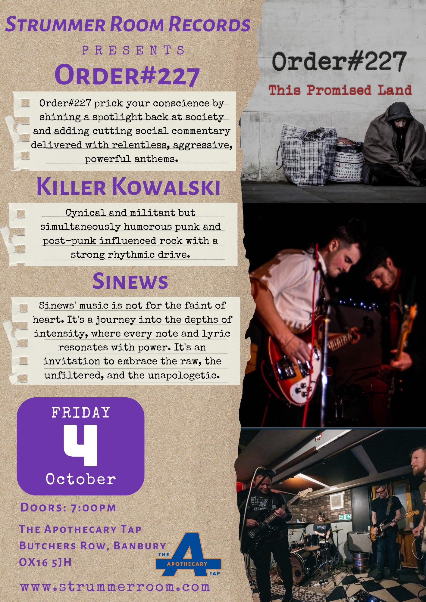 Flyer for Strummer Room Records gig 04 October 2024 Banbury