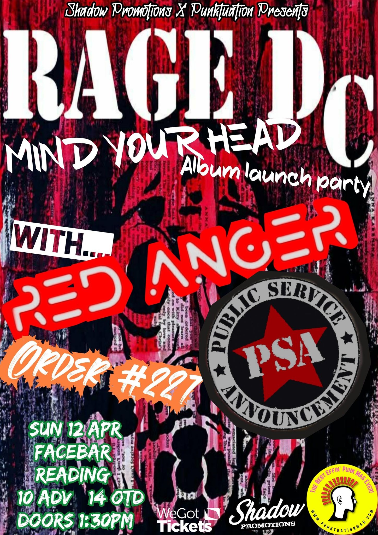 Flyer for Rage DC Album Release Party 12 April 2026 Reading